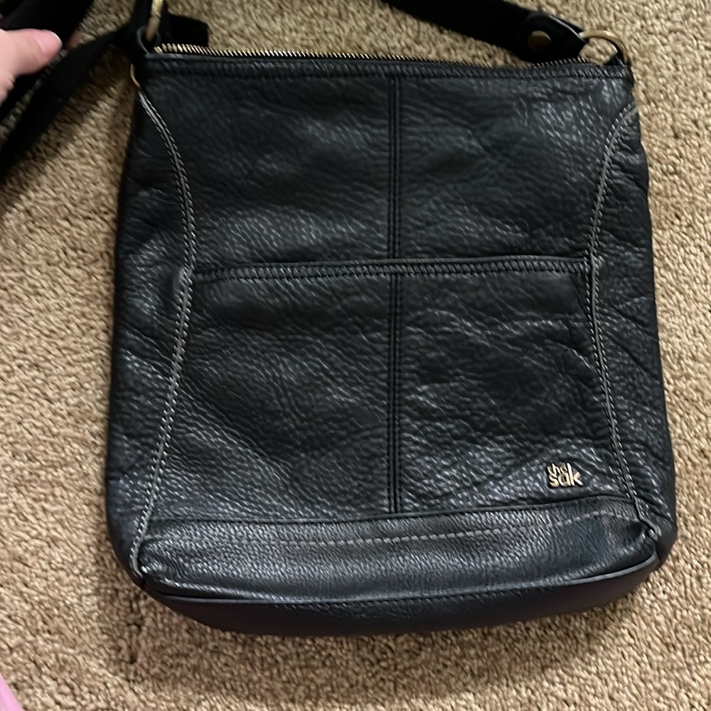 ❤️The Sak Purse  Black Pebbled Black Leather Women's Shoulder Handbag Crossbody